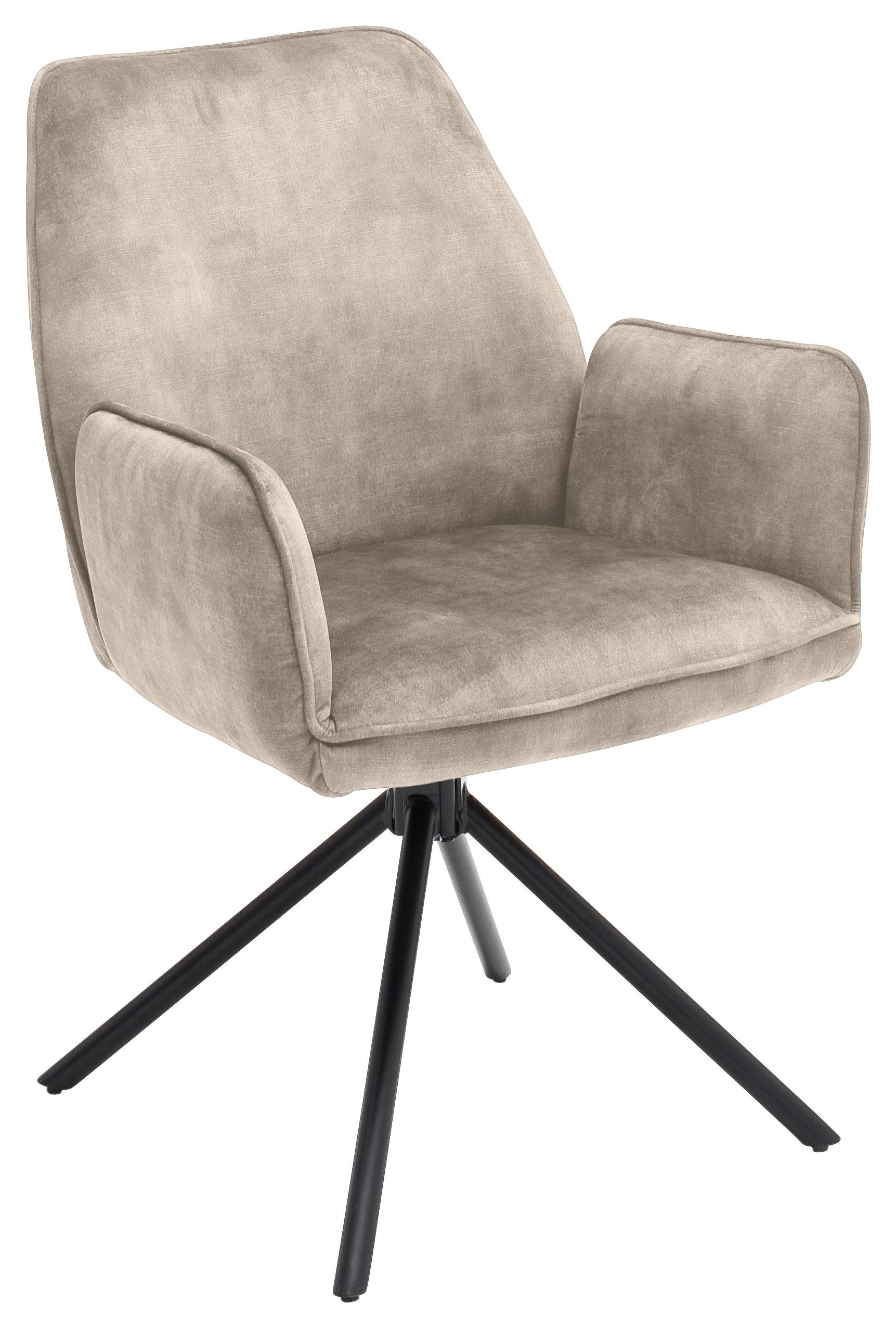 Armlehnstuhl Ottawa Creme/Schwarz - Creme/Schwarz, MODERN, Textil/Metall (60/89/64cm) - Premium Living