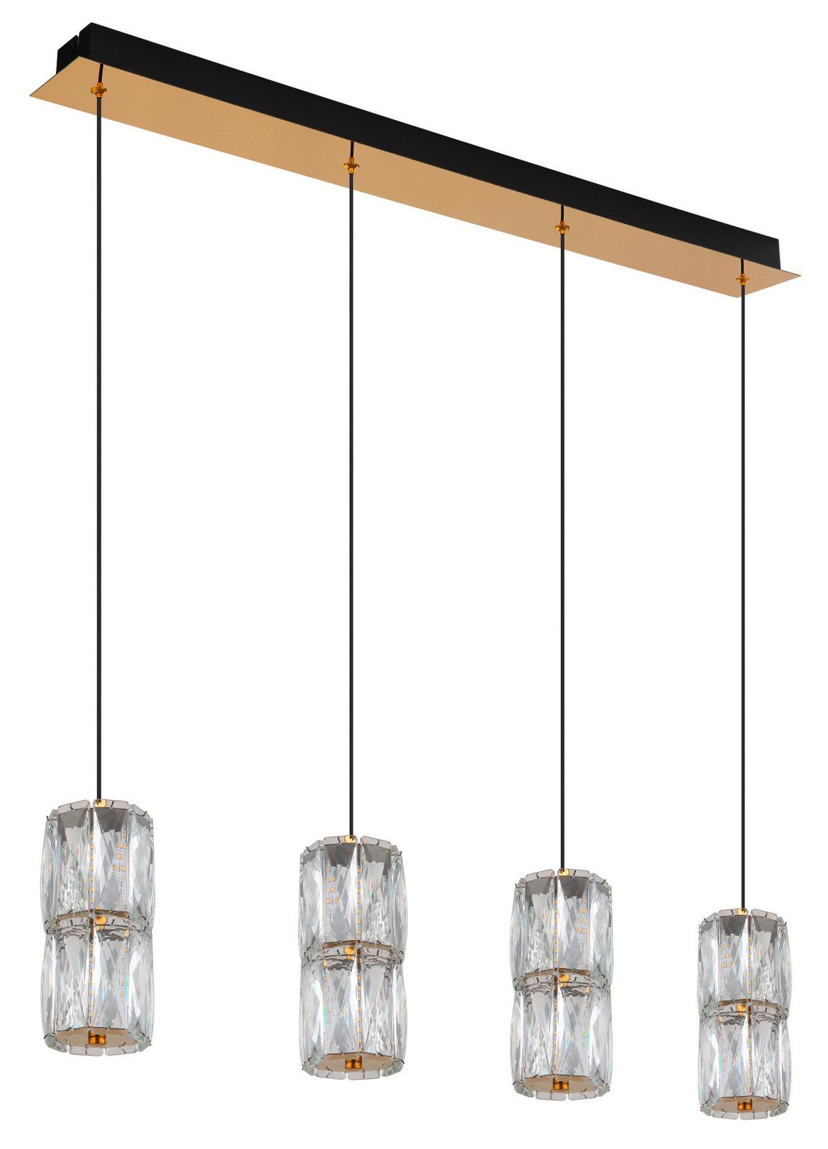 LED-HÄNGELEUCHTE 16051-4 - Goldfarben/Schwarz, Design, Glas/Kunststoff (84.5/9.5/150cm) - Globo