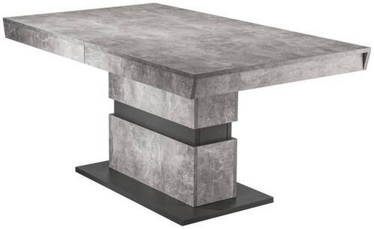Esstisch ausziehbar Matthew 160-215x90 cm Grau Betonoptik - Dunkelgrau/Grau, MODERN, Holzwerkstoff (160/90/75cm) - MID.YOU