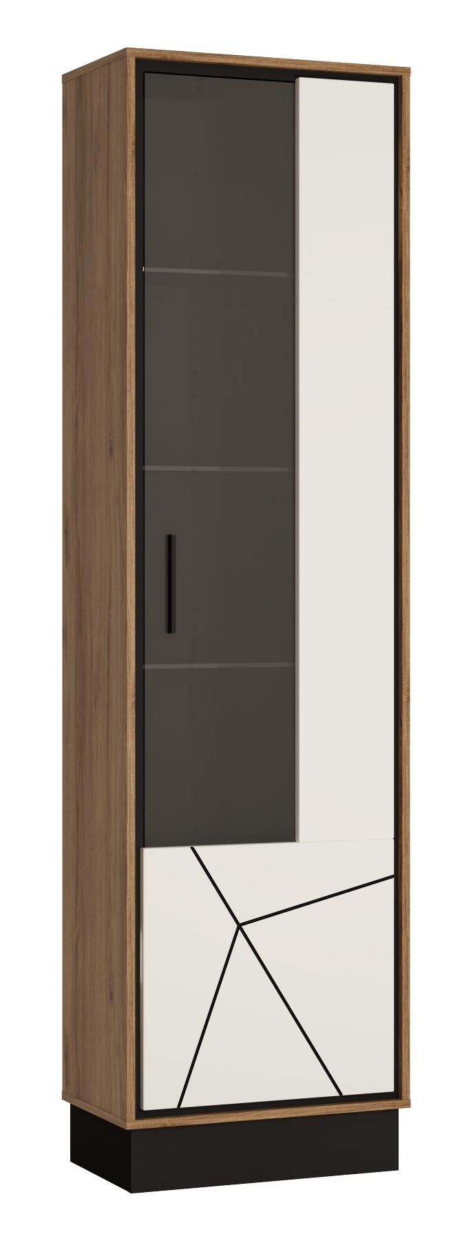 Vitrină BROLO - alb/culoare lemn stejar, Modern, sticlă/material pe bază de lemn (56,6/208,5/37cm) - Modern Living