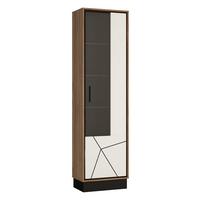 Vitrină BROLO - alb/culoare lemn stejar, Modern, sticlă/material pe bază de lemn (56,6/208,5/37cm) - Modern Living