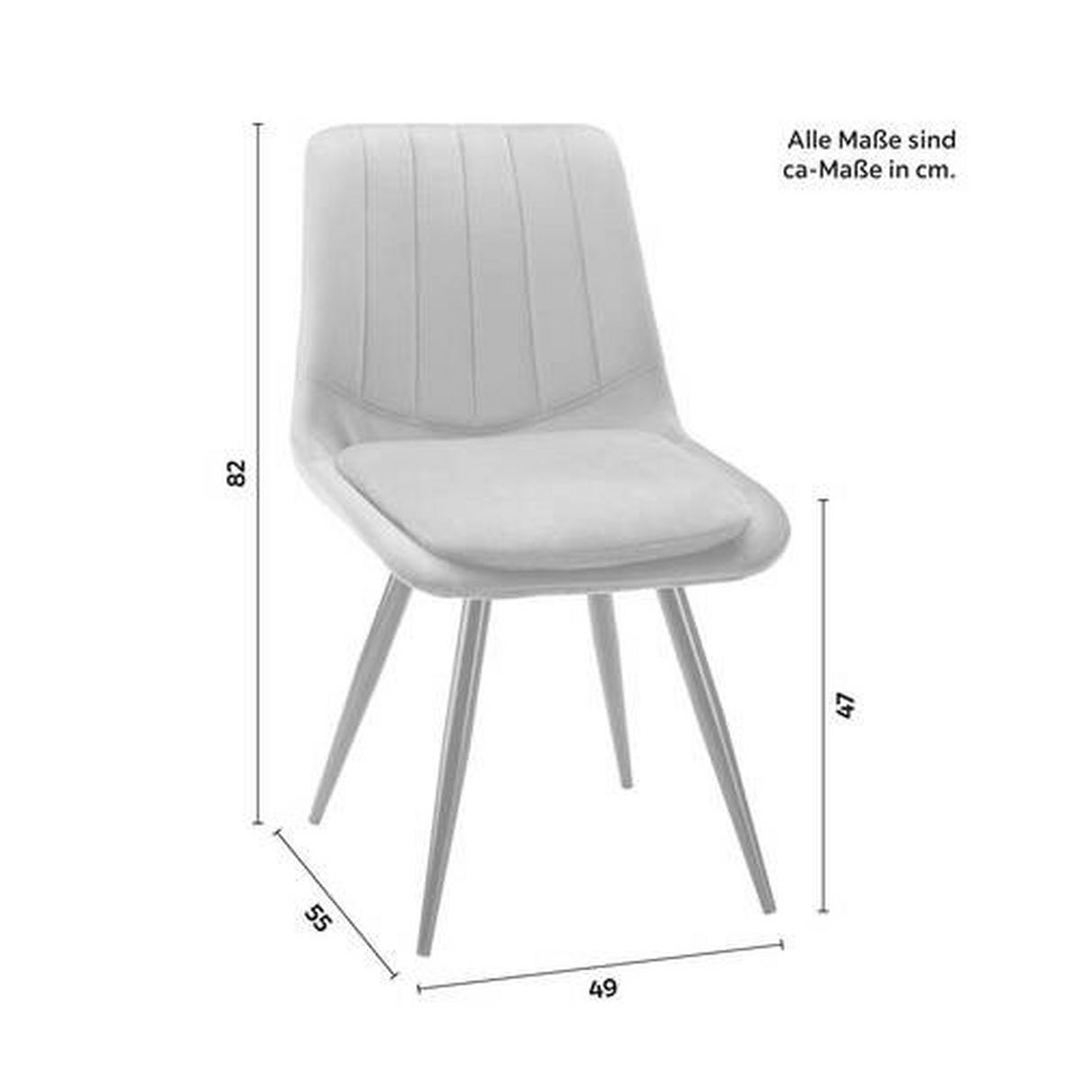 Stuhl Joy Dunkelgrau Samt Gepolstert - Dunkelgrau/Schwarz, MODERN, Holz/Textil (49/82/55cm) - Bessagi Home