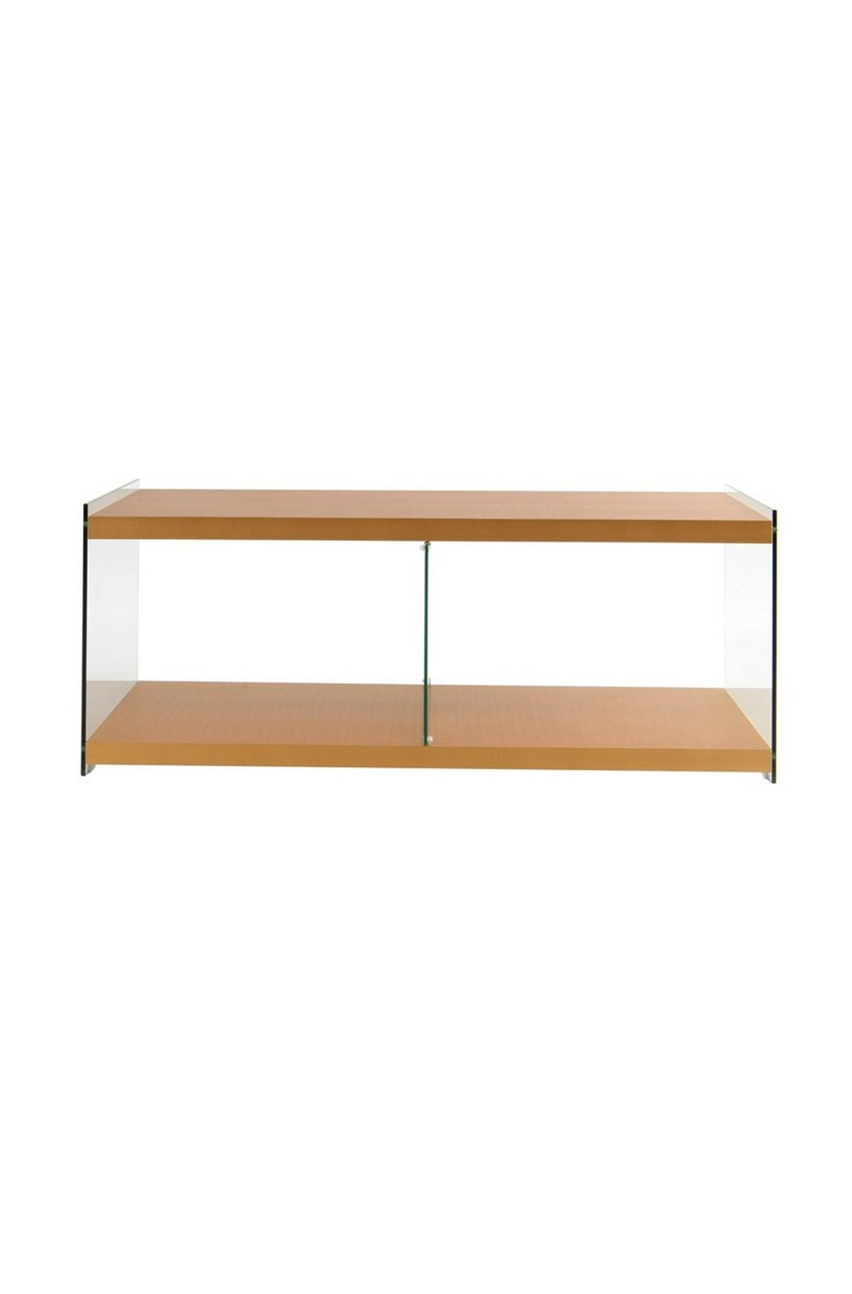 Beistelltisch Tv-Tisch Elementary 200 Gold - Goldfarben, Design, Glas/Holz (120/45/60cm) - Kayoom