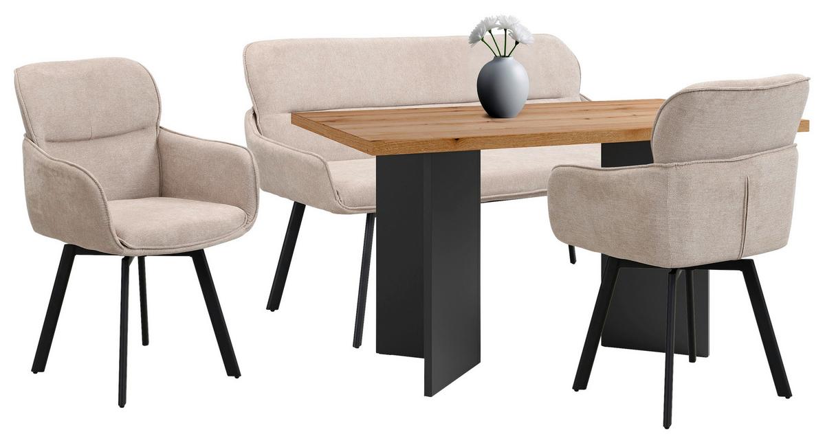 STUHL RICO - Taupe/Schwarz, MODERN, Textil/Metall (61/90/63cm) - MID.YOU