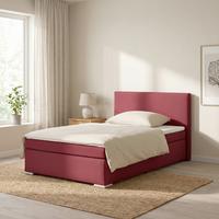 Boxspringbett Mira 2 Dunkelrot Ca. 140x200cm - Chromfarben/Dunkelrot, Modern, Holz/Kunststoff (140/200cm) - Based
