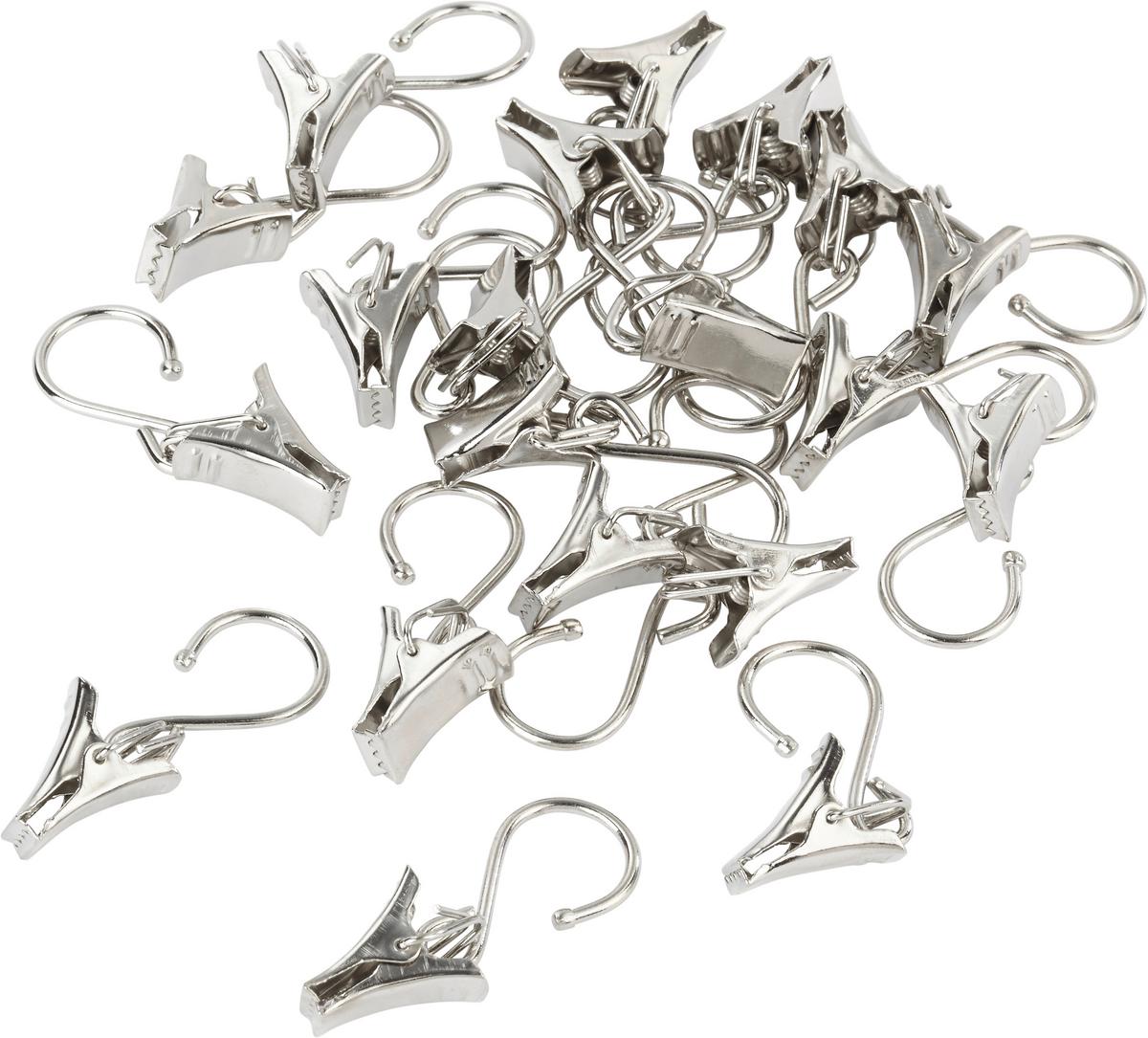 Seilklemme Klaus aus Metall, 20 Stk. - Nickelfarben, Metall (4.5cm) - Modern Living