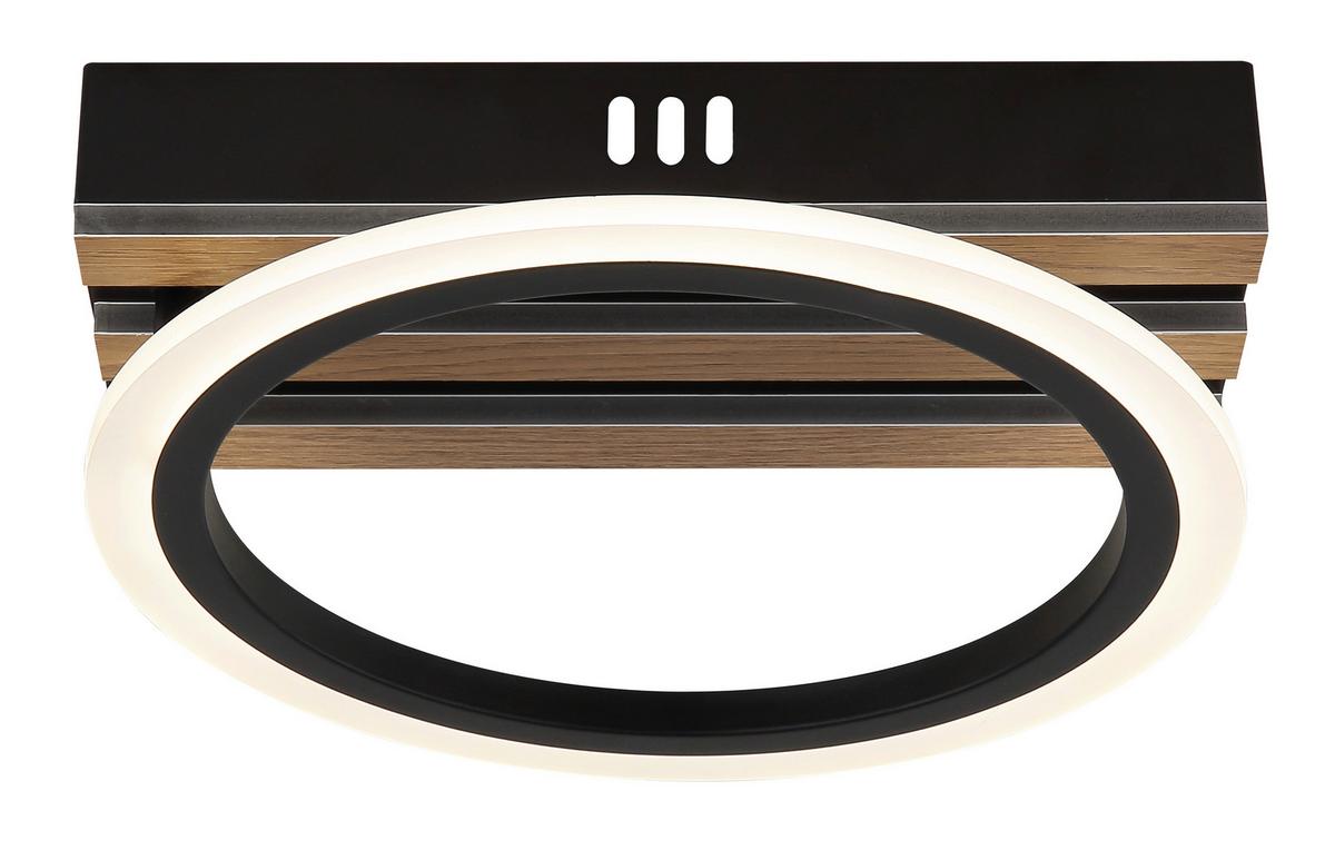 Led Stropna Svjetiljka Blevins - bijela/tamno smeđa, Natur, drvni materijal/metal (25/25/8,5cm) - Globo