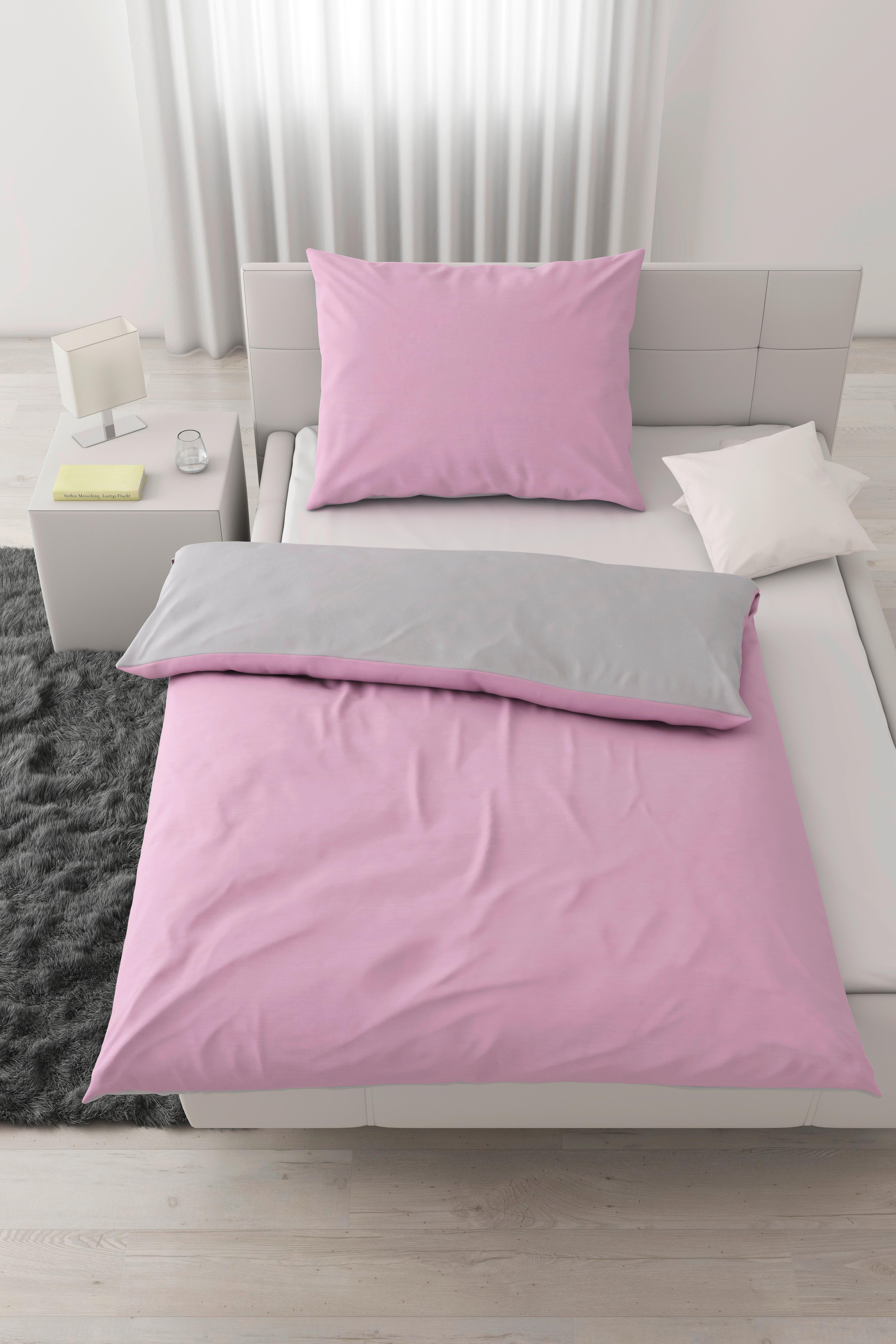 BETTWÄSCHESET ANNIKA - Silberfarben/Flieder, Textil (160/210cm) - Modern Living