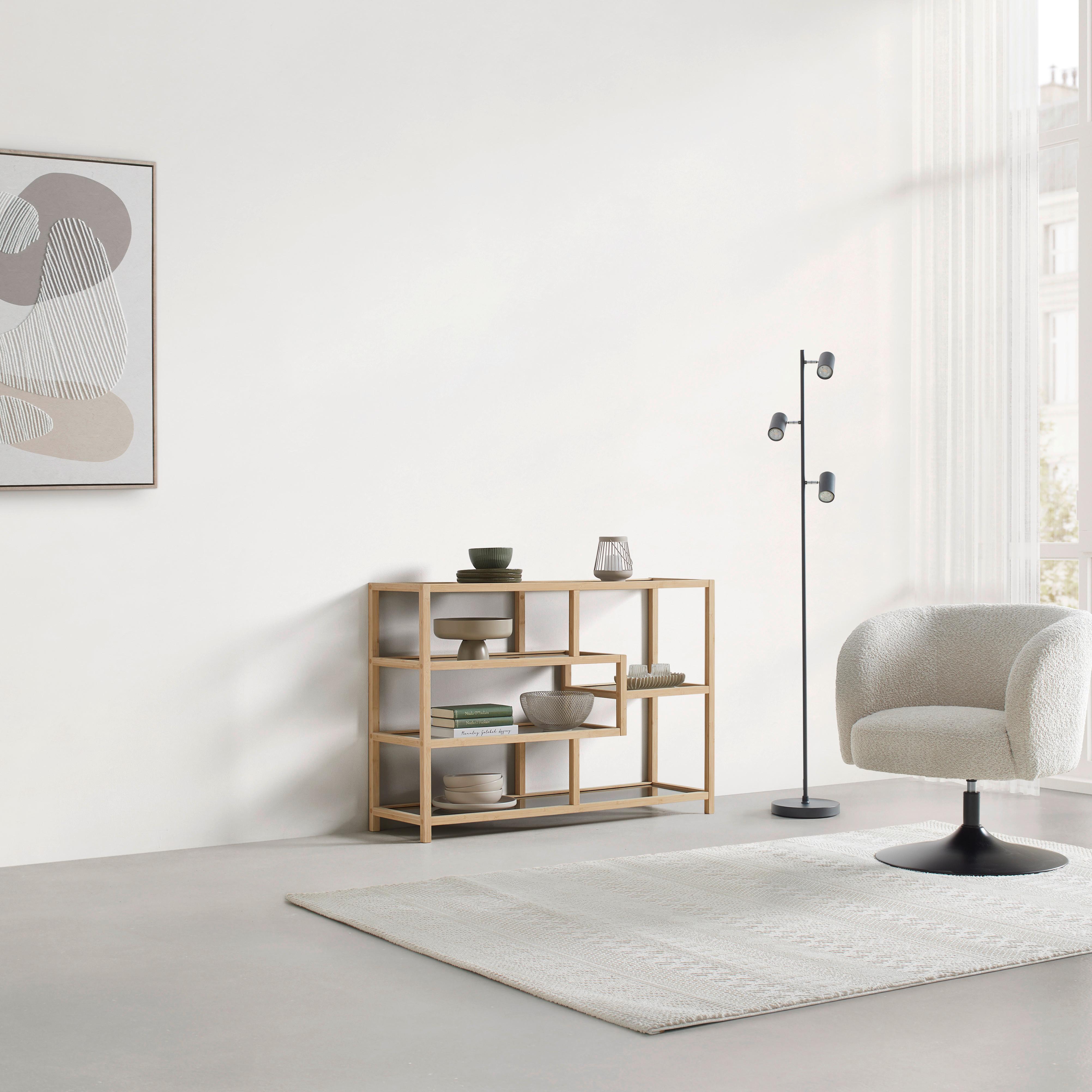 HYLLA BOSTON - naturfärgad, Modern, glas/naturmaterial (114/79/34cm) - Mömax