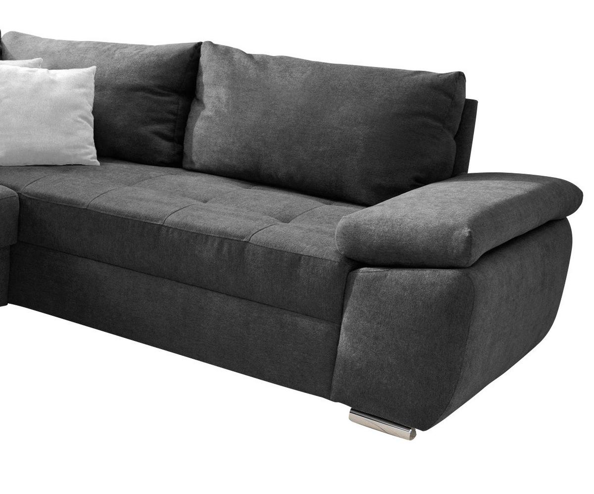 Sedežna Garnitura Terana, Antracit, Ležišče, Predal - barve kroma/srebrne barve, Konvencionalno, kovina/tekstil (157/305/219cm) - Premium Living