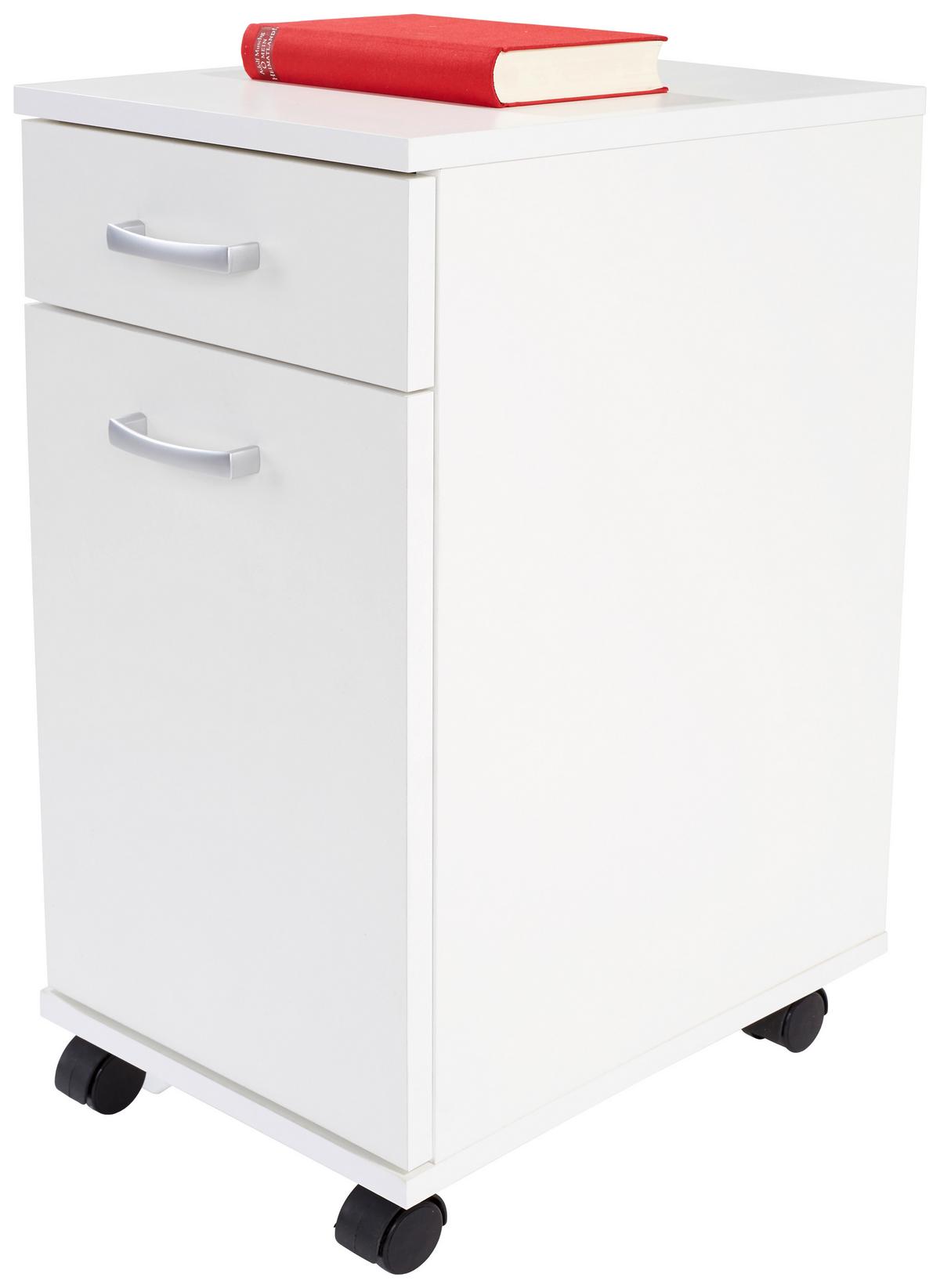 Görgős Konténer Fehér Szín Rimini - alumíniumszínű/fehér, Modern, műanyag/faalapú anyag (33/59,5/38cm)