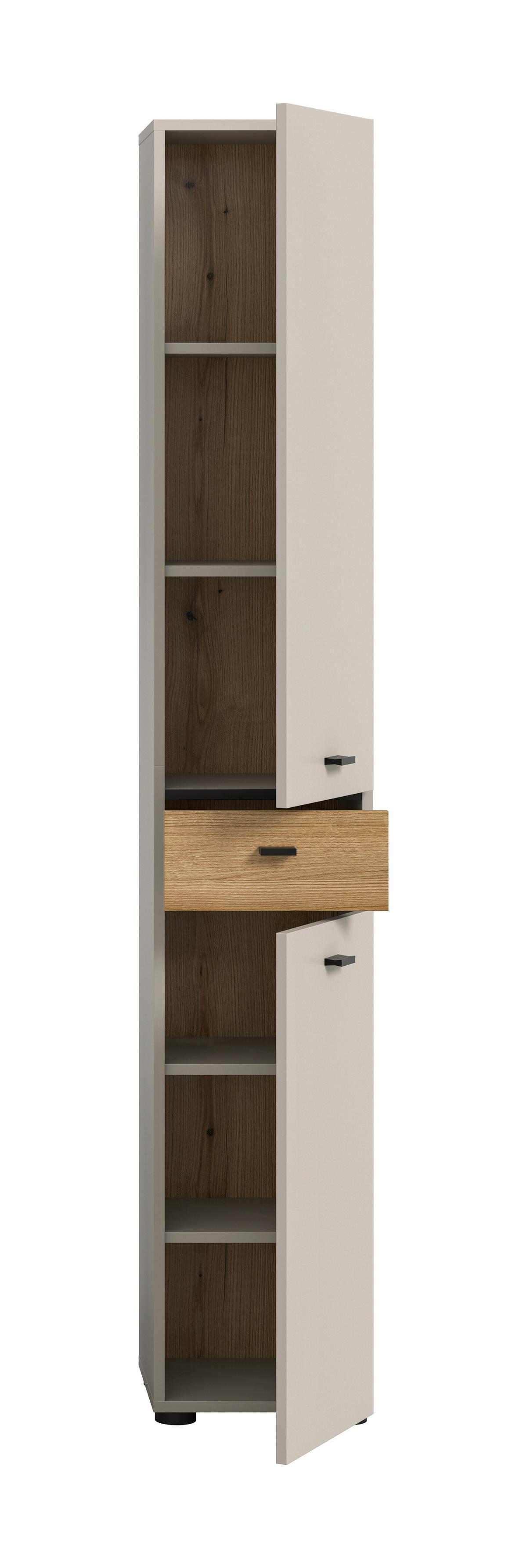 Hochschrank Aqua Eichefarben/Kaschmir - Kaschmir/Eichefarben, Trend, Holzwerkstoff/Kunststoff (32/191/30cm) - MID.YOU