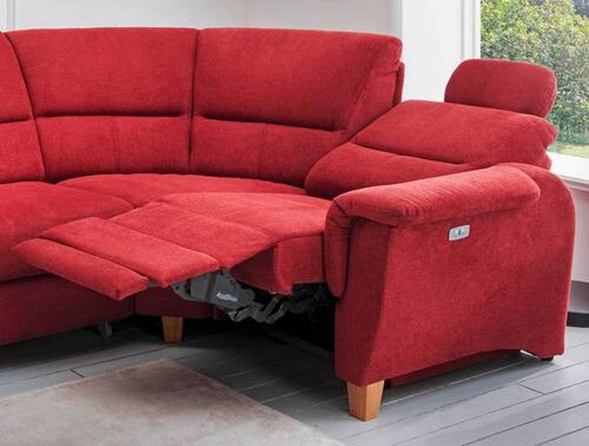 Ecksofa Parole Rot Struktur + USB-Anschluss - Wildeiche/Rot, KONVENTIONELL, Holz/Textil (238/241cm) - Livetastic