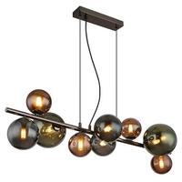 LED-Hängeleuchte Riha Grün/Grau/Bronze max. 3,5 Watt - Petrol/Bronzefarben, Design, Glas/Metall (86/36/120cm) - Globo
