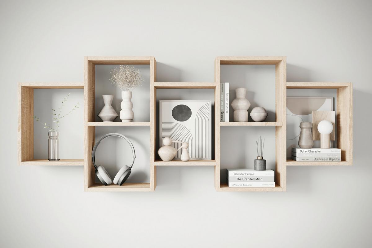 Stenski Regal Trio, Barva Hrasta - hrast sonoma, Basics, leseni material (160,8/65/18cm) - P & B