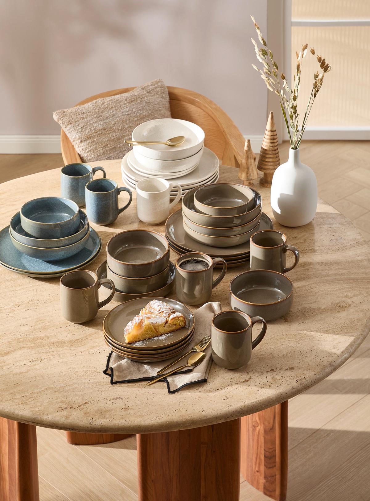 SERWIS OBIADOWO-ŚNIADANIOWY MARBELLA - beżowy, Trend, ceramika - Novel