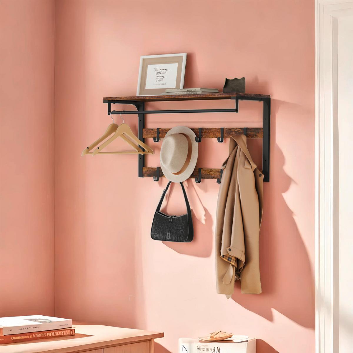 Garderobenpaneel in Braun, Schwarz - Schwarz/Braun, Trend, Holzwerkstoff/Metall (80/30/42cm) - MID.YOU