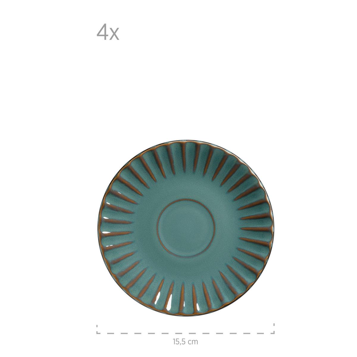 FRÜHSTÜCKSSERVICE CONFINO - Petrol/Braun, Basics, Keramik - Mäser
