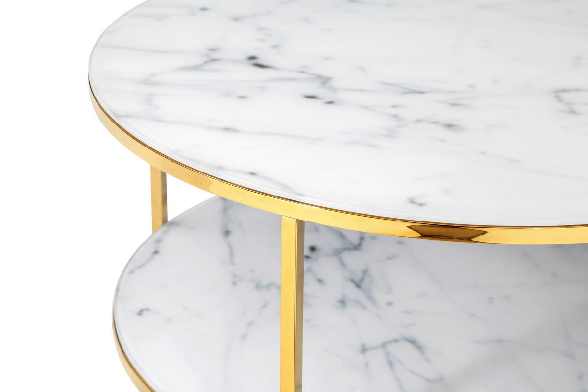 Klubska Miza Marble, Bela, Zlata - zlate barve/bela, Design, kovina/steklo (80/45cm) - Livetastic
