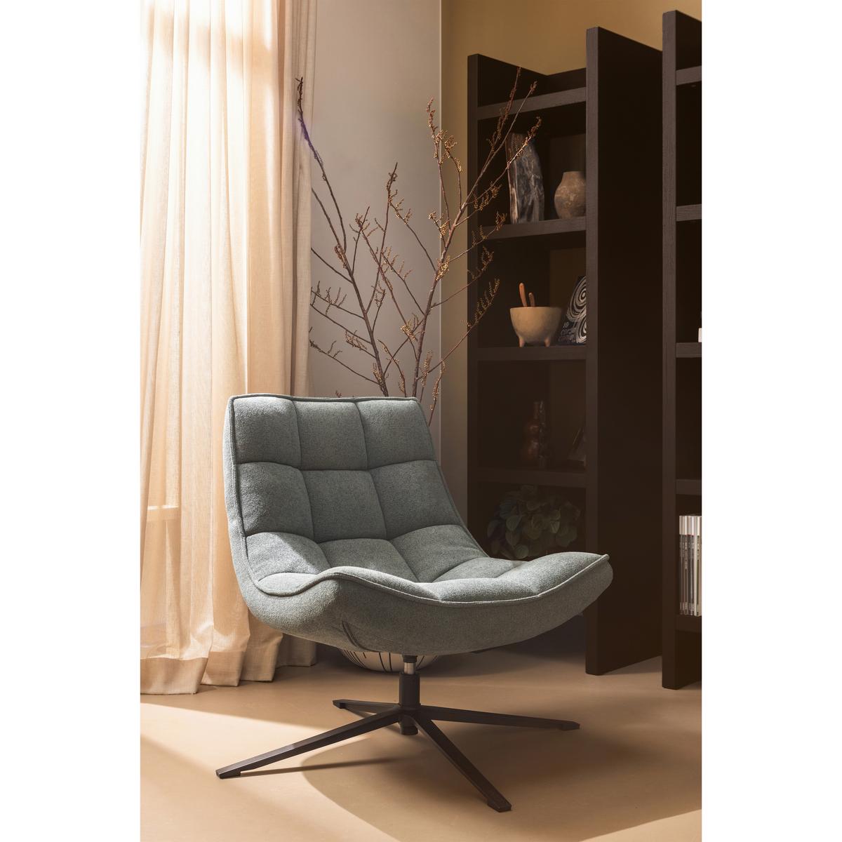 Sessel Maudi Blau B: 74 cm - Blau/Schwarz, Design, Textil/Metall (74/84/86cm) - Livetastic