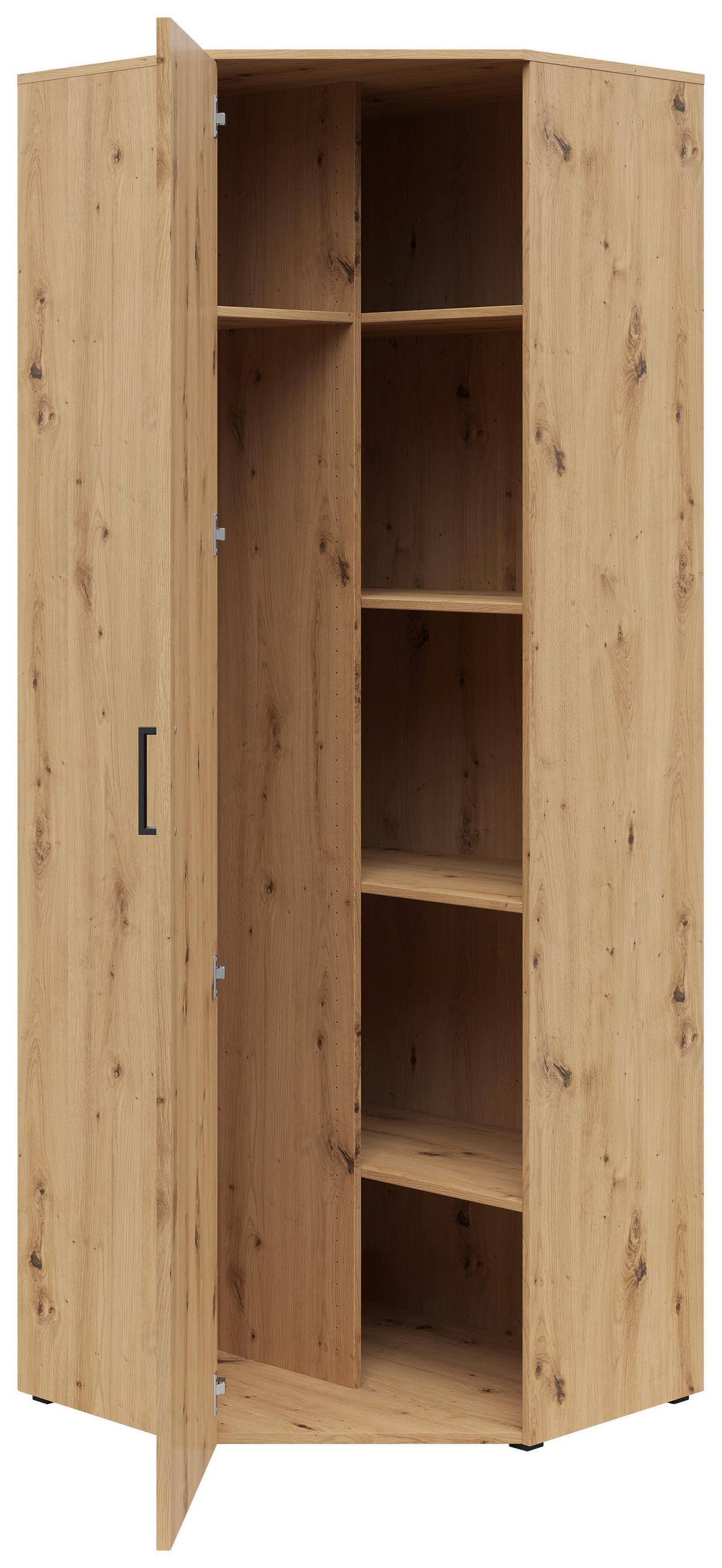 Eckschrank Multistauraum Eiche Artisan - Schwarz/Eiche Artisan, MODERN, Holzwerkstoff/Kunststoff (71,5/195/71,5cm) - Mömax