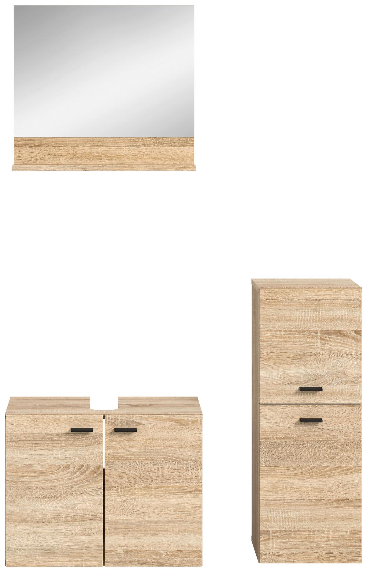 Kopalnica Boston, Hrast - črna/hrast sonoma, Moderno, umetna masa/steklo (87cm) - MID.YOU
