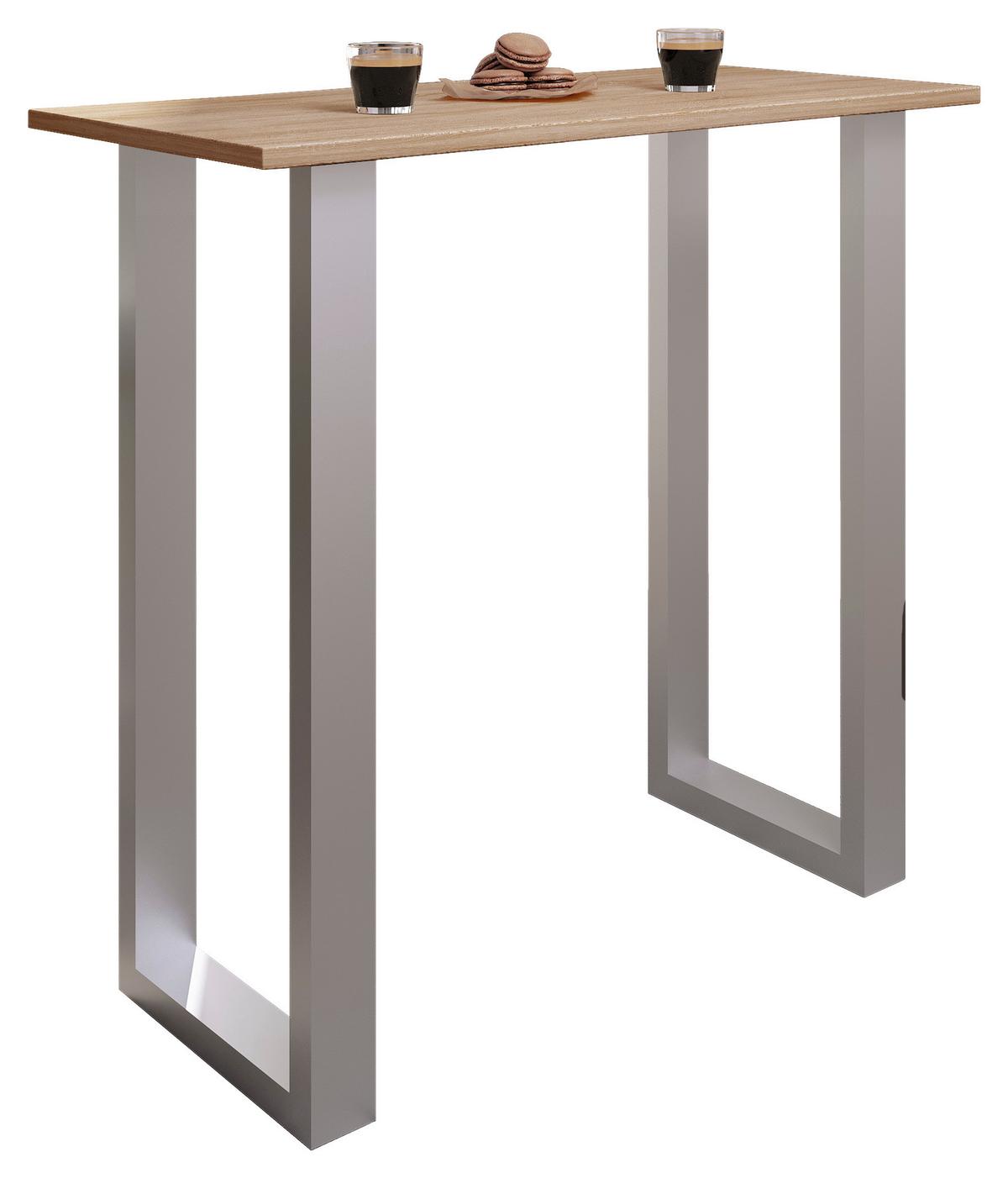 Bartisch XONA Sonoma Eiche ca. 110x102x50 cm - Silberfarben/Sonoma Eiche, KONVENTIONELL, Holzwerkstoff/Metall (110/102/50cm)