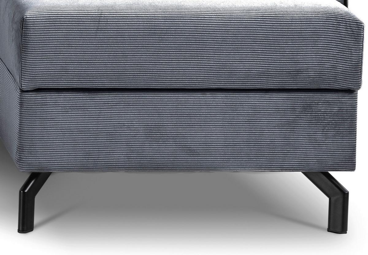 Ecksofa Marti Blaugrau mit Schlaffunktion - Blaugrau/Schwarz, Basics, Holz/Textil (230/148cm) - MID.YOU