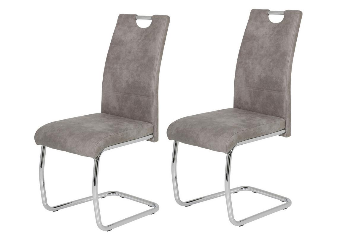 Schwingstuhl-Set Flora II S 2er-Set ca. 43x98 cm Grau - Chromfarben/Grau, MODERN, Textil/Metall (43/98/59cm) - MID.YOU