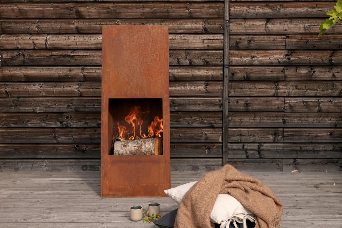 Feuerstelle Bastian ca. 50x120 cm Stahl - Dunkelorange, KONVENTIONELL, Metall (50/120/20cm) - Gardenson