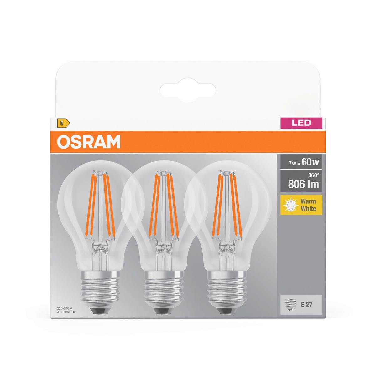 ŻARÓWKA LED FILAMENT BASECLA60 6,5W-827 FIL - przejrzysty, Basics, szkło (6/10,5cm) - Osram