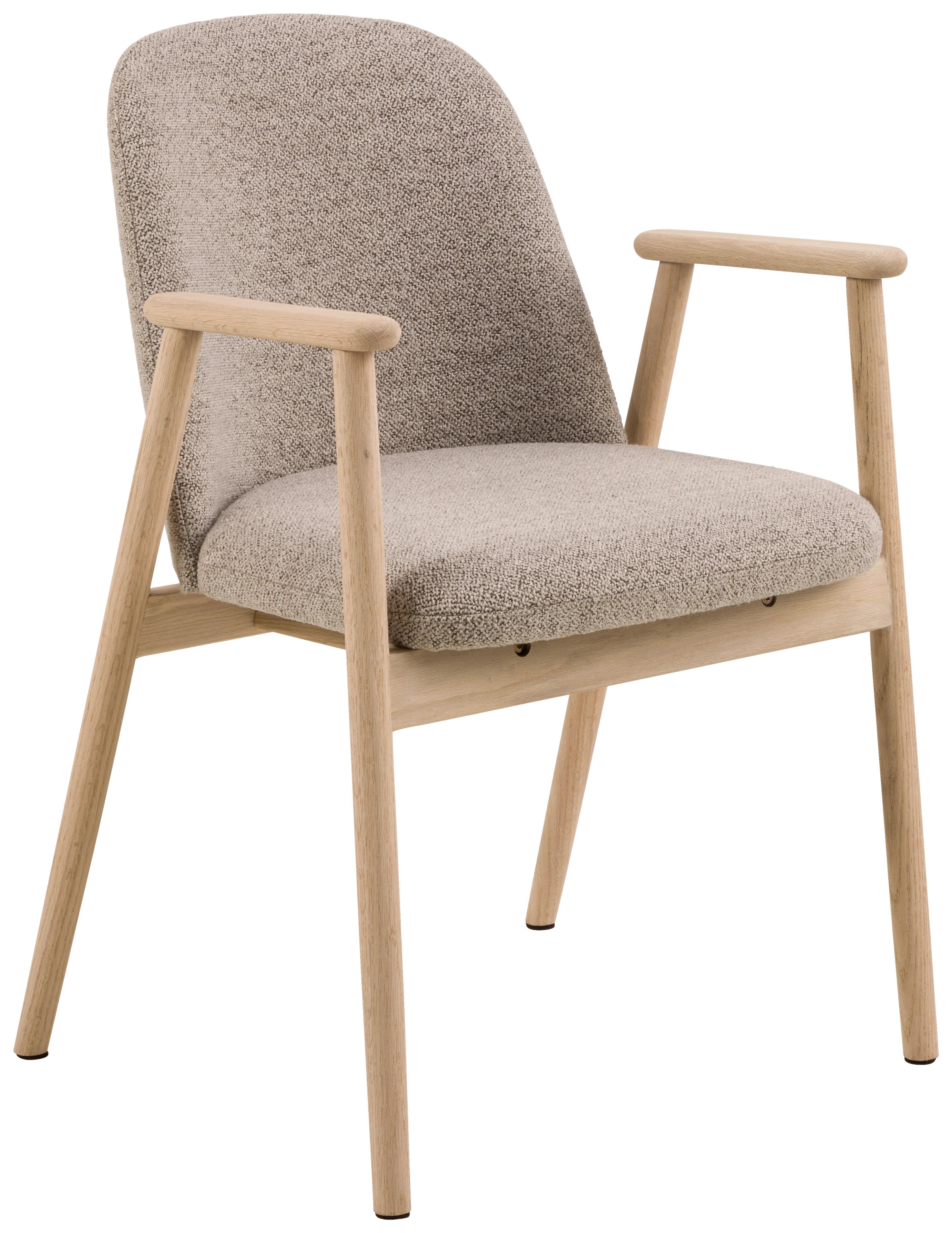 KRZESŁO Z PODŁOKIETNIKAMI LEO - beżowy/kolor dębowy, Modern, drewno/tkanina (55,5/80,5/57cm) - Livetastic