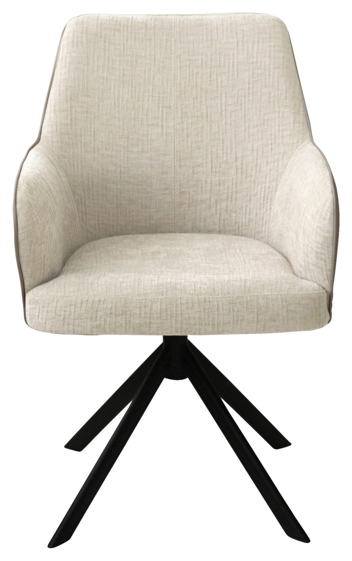 KRZESŁO Z PODŁOKIETNIKAMI BARI - beżowy/czarny, Design, metal/tkanina (58/87/64,5cm) - Novel