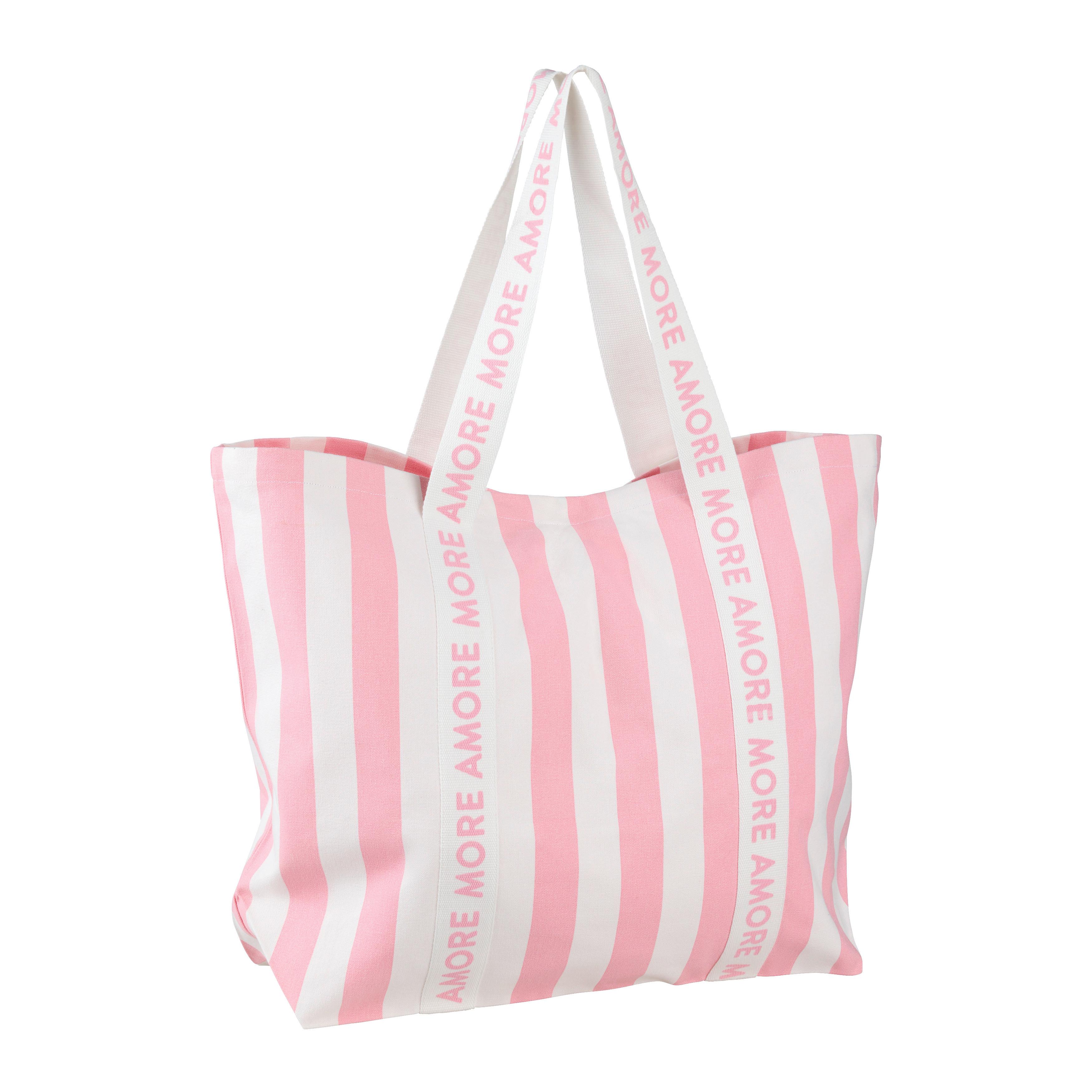 Strandtasche Mia Rosa/Weiß - Rosa/Weiß, Textil (43/60/18cm) - Mömax