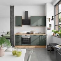 Küchenblock Easytouch High m. Geräten Dunkelgrün - Dunkelgrün/Eichefarben, MODERN, Holzwerkstoff/Metall (210cm) - Nobilia