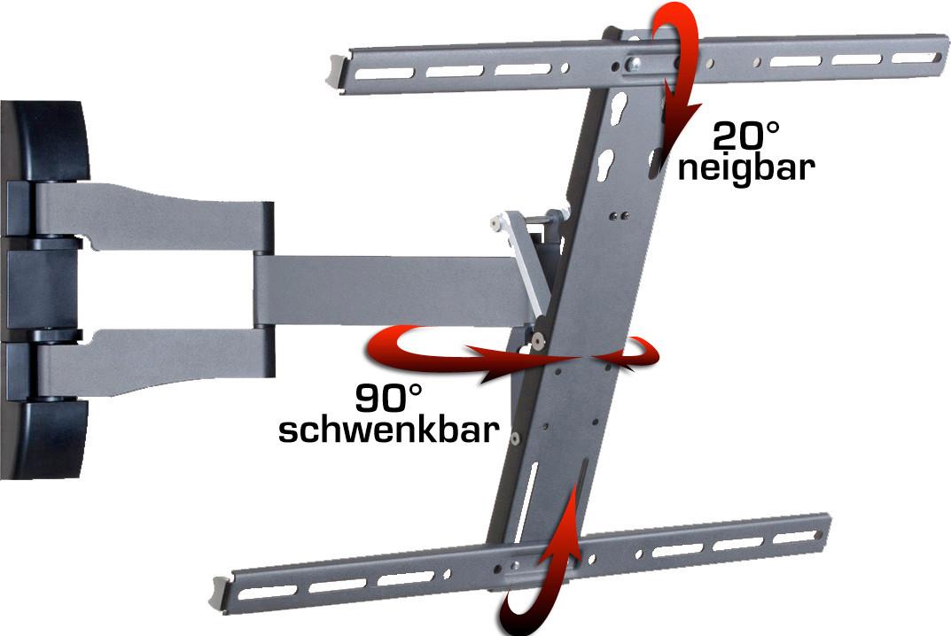 TV-Wandhalter WS 100 ca. 62x42 cm Schwarz - Schwarz, KONVENTIONELL, Metall (62/42/49cm) - MID.YOU