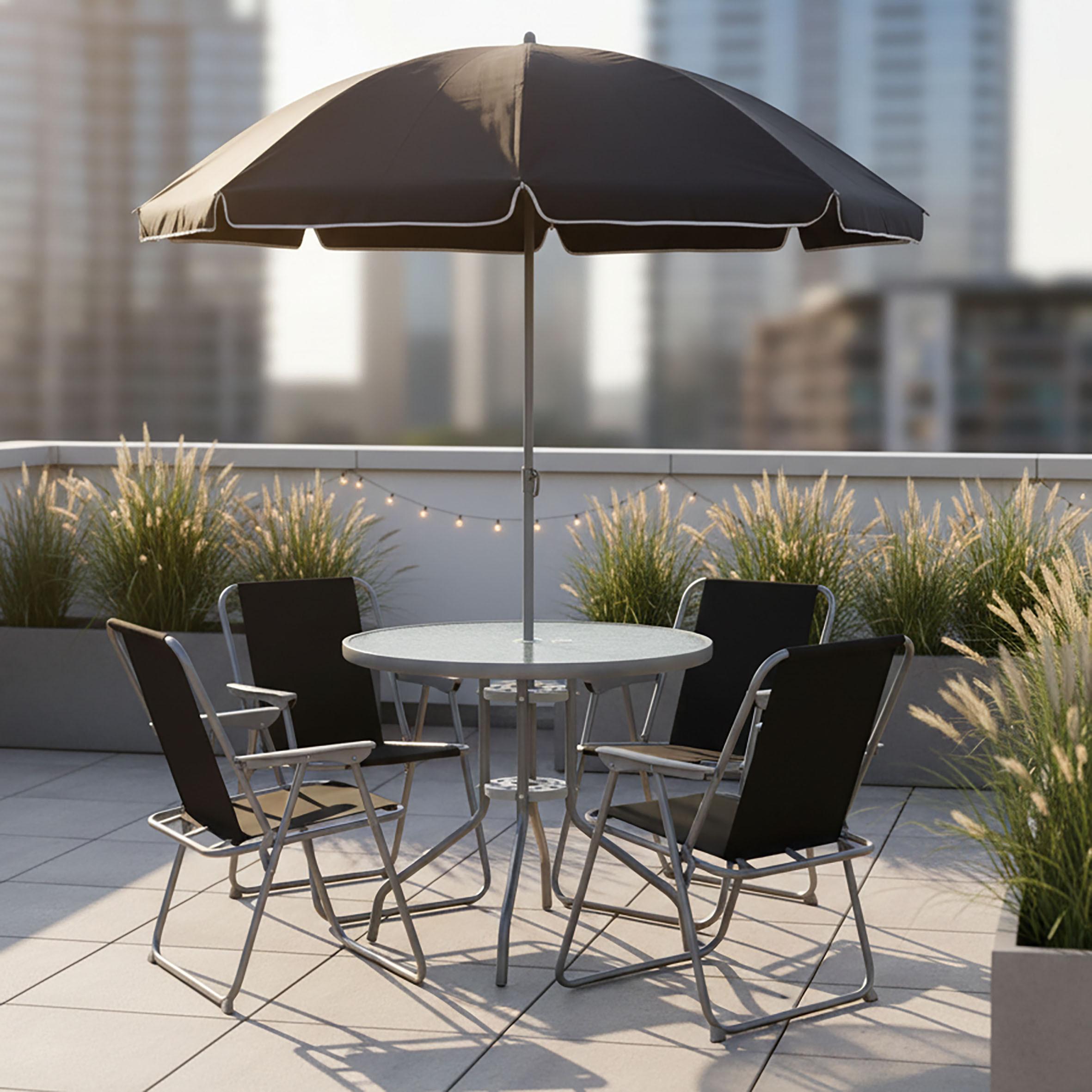 GARTENTISCHGRUPPE MAXALO 920269 6-TLG - Schwarz, Modern, Glas/Kunststoff - Gardenson