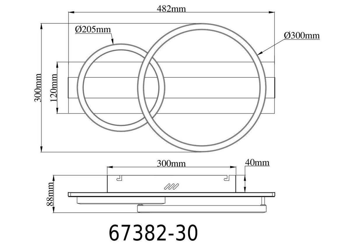 Led Stropna Svjetiljka Norberto - bijela/srebrne boje, Design, metal/plastika (48,2/30/8,8cm) - Globo