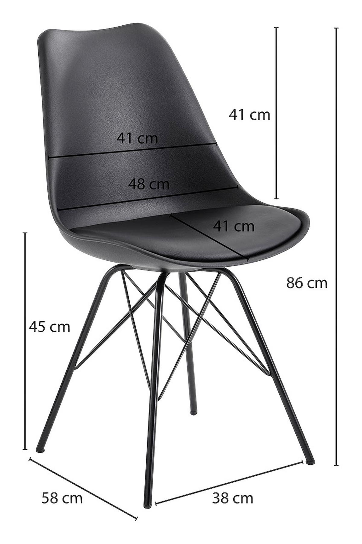 Set Stolov Esszimmerstuhl - črna, Moderno, kovina/tekstil (48/86/58cm) - MID.YOU