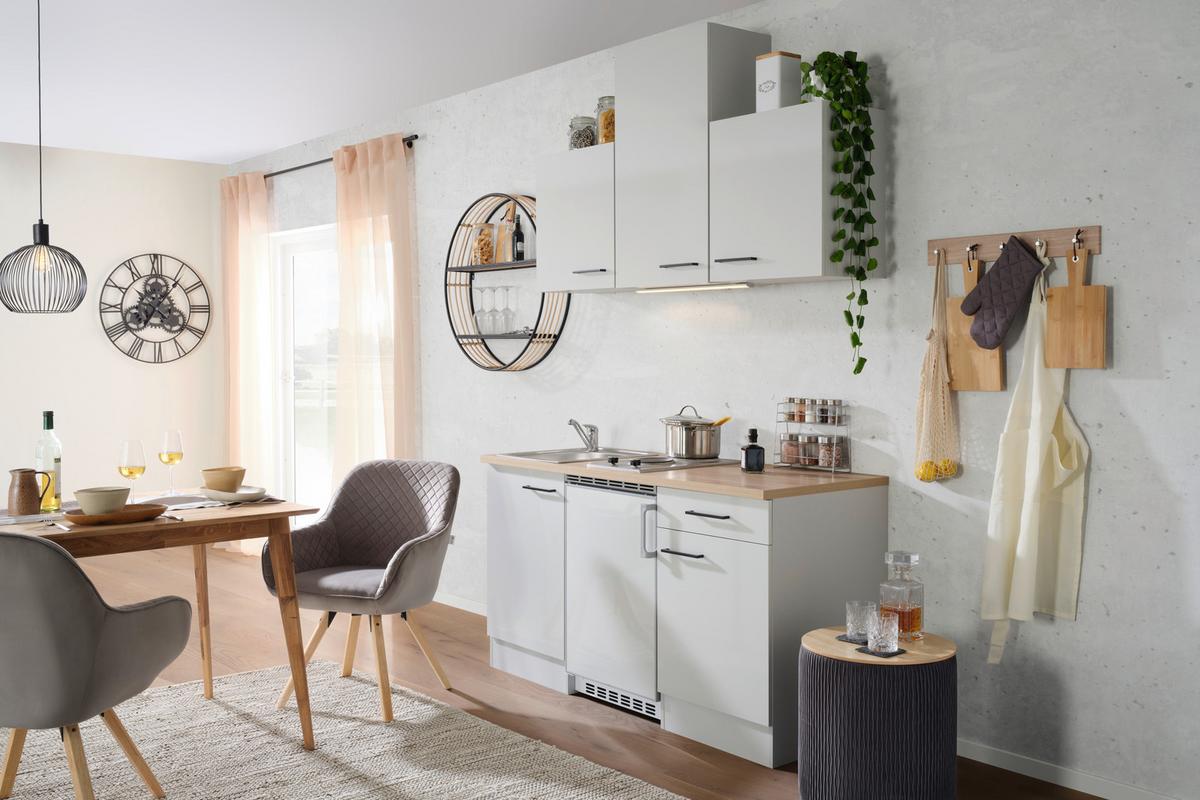 Mini Kuhinjski Blok Levi, S Hladilnikom In Kuhališčem - črna/siva, Moderno, leseni material (150cm) - FlexWell