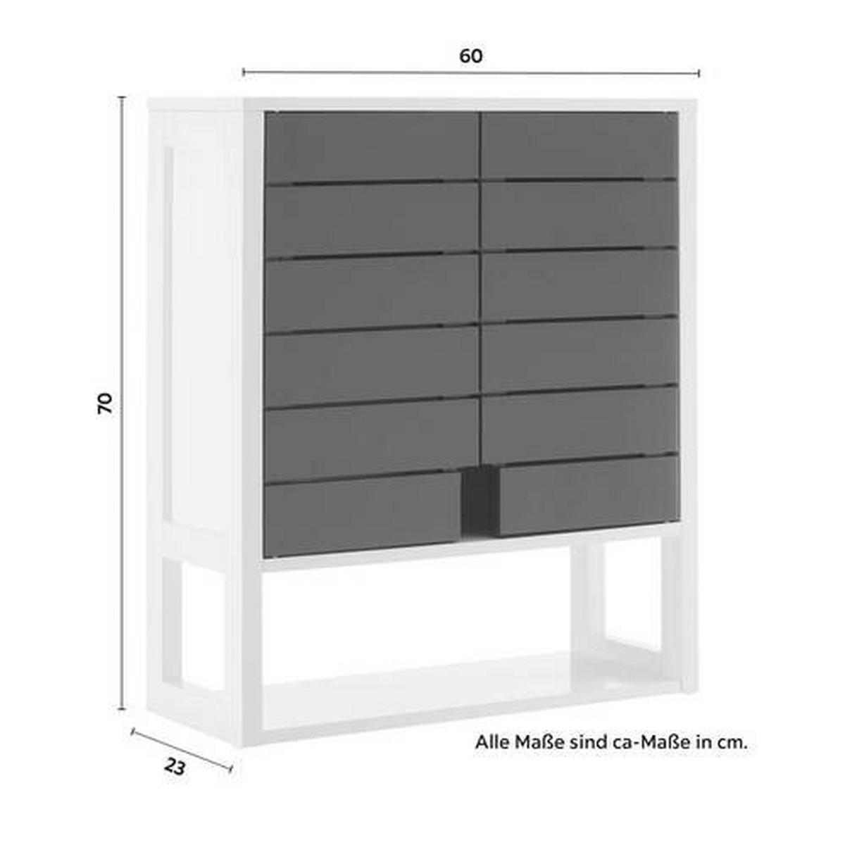 Faliszekrény Tia - fehér/szürke, Modern (60/70/23cm) - Bessagi Home