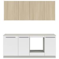 Küchenblock Milino o. E-Geräte Sandfarben - Eichefarben/Schwarz, Basics, Holzwerkstoff/Kunststoff (210cm) - Visiona