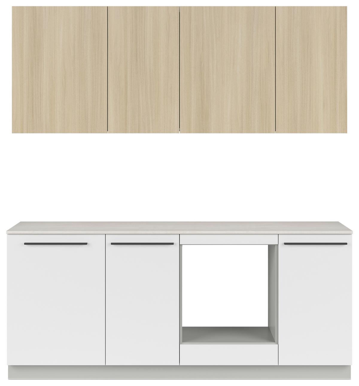 Küchenblock Milino o. E-Geräte Sandfarben - Eichefarben/Schwarz, Basics, Holzwerkstoff/Kunststoff (210cm) - Visiona