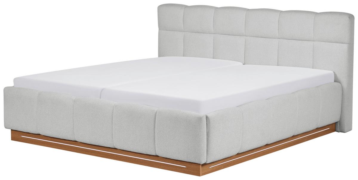 Polsterbett Ascona II Hellgrau ca. 180x200cm - Eichefarben/Hellgrau, KONVENTIONELL, Holzwerkstoff/Textil (180/200cm) - Based