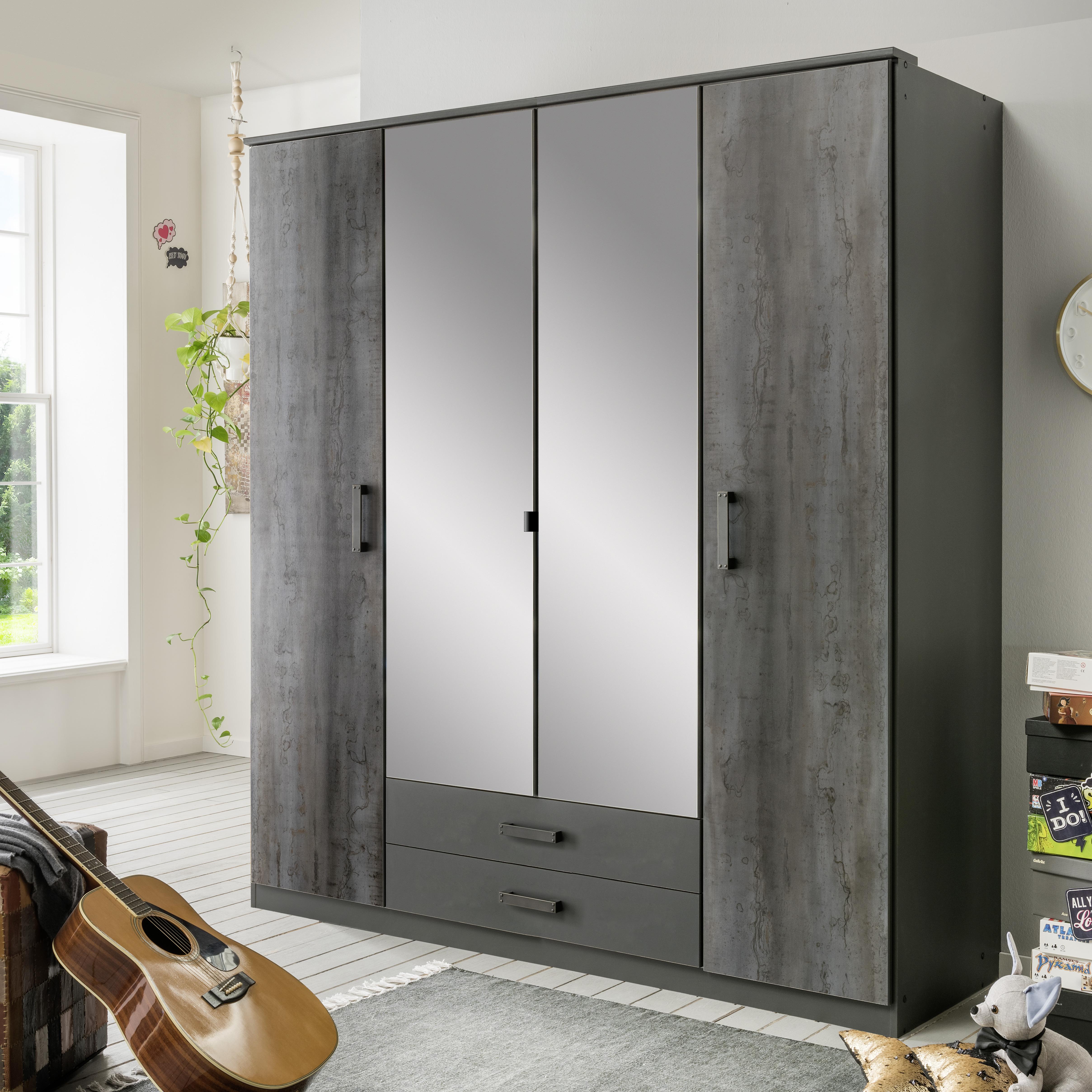 Drehtürenschrank in Graphitfarben - Graphitfarben, KONVENTIONELL, Holzwerkstoff/Kunststoff (180/199/58cm) - Mömax