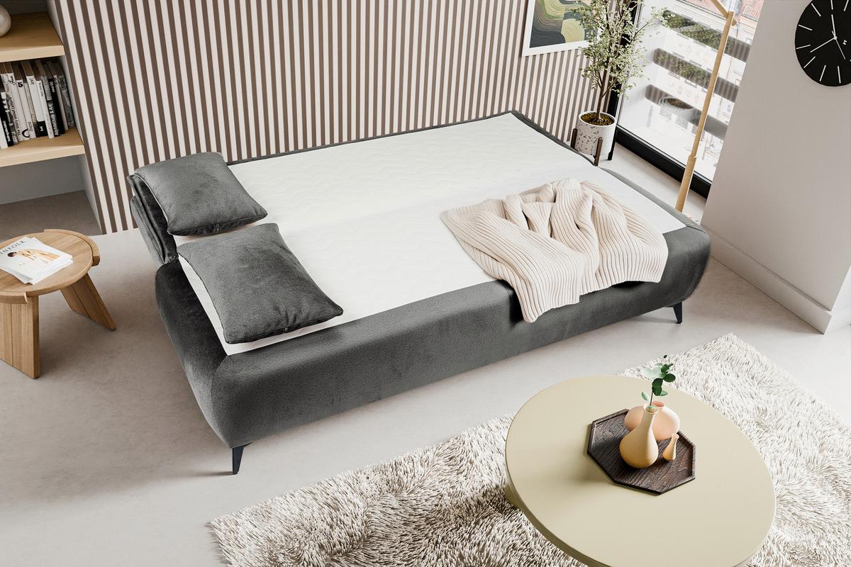 Schlafsofa Sendi Graubeige - Greige/Schwarz, Basics, Holz/Textil (210/103/90cm) - MID.YOU