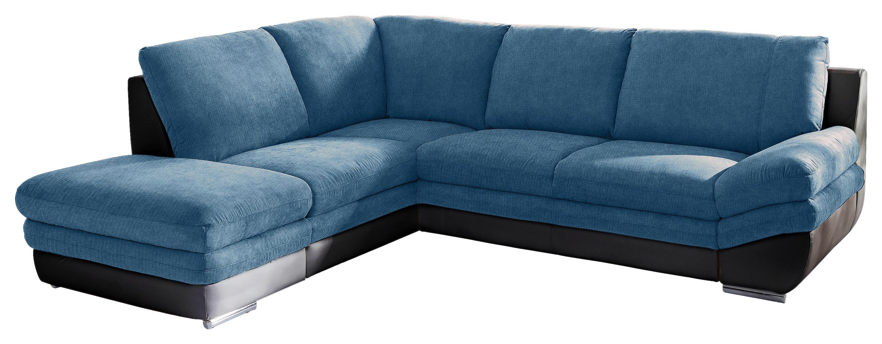 Wohnlandschaft in Blau/Schwarz ´NARDO´ - Blau/Chromfarben, MODERN, Textil/Metall (221/264cm) - MID.YOU