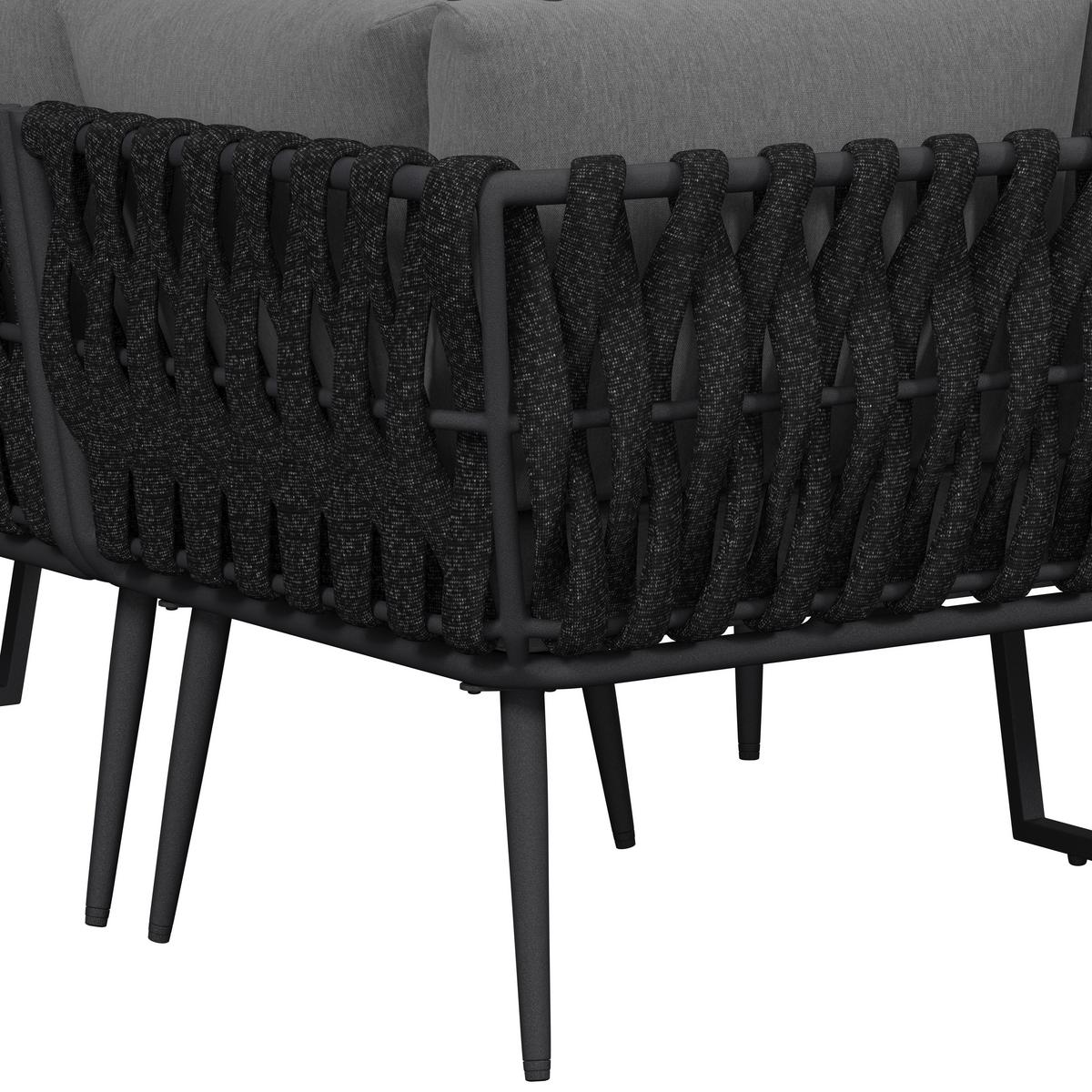 Dining-Loungeset Mila Dunkelgr Outdoorstoff/Metall - Dunkelgrau, MODERN, Kunststoff/Textil - Bessagi Garden