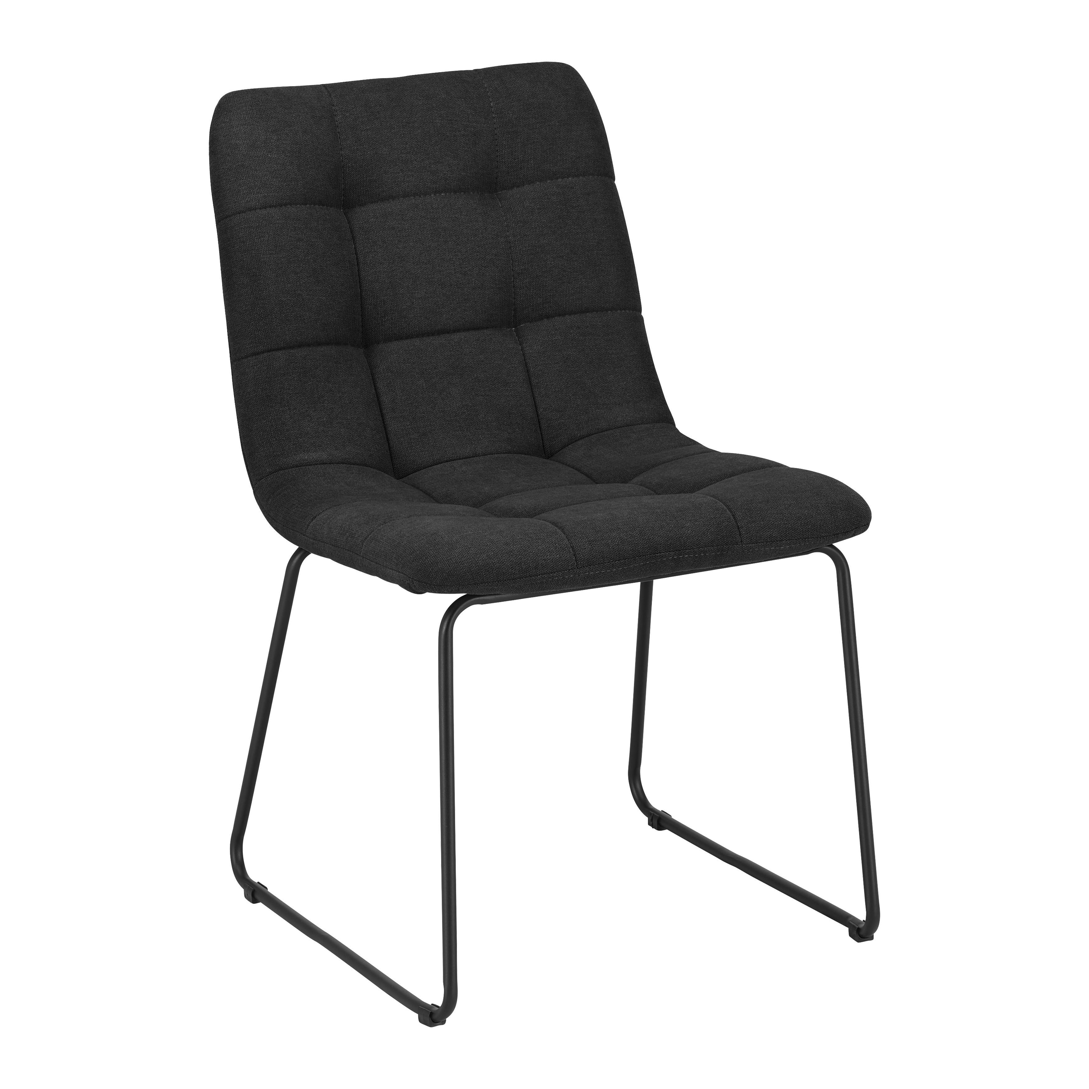 Stuhl Mia Dunkelgrau Webstoff Gepolstert - Dunkelgrau/Schwarz, MODERN, Textil/Metall (46/82/58cm) - Bessagi Home