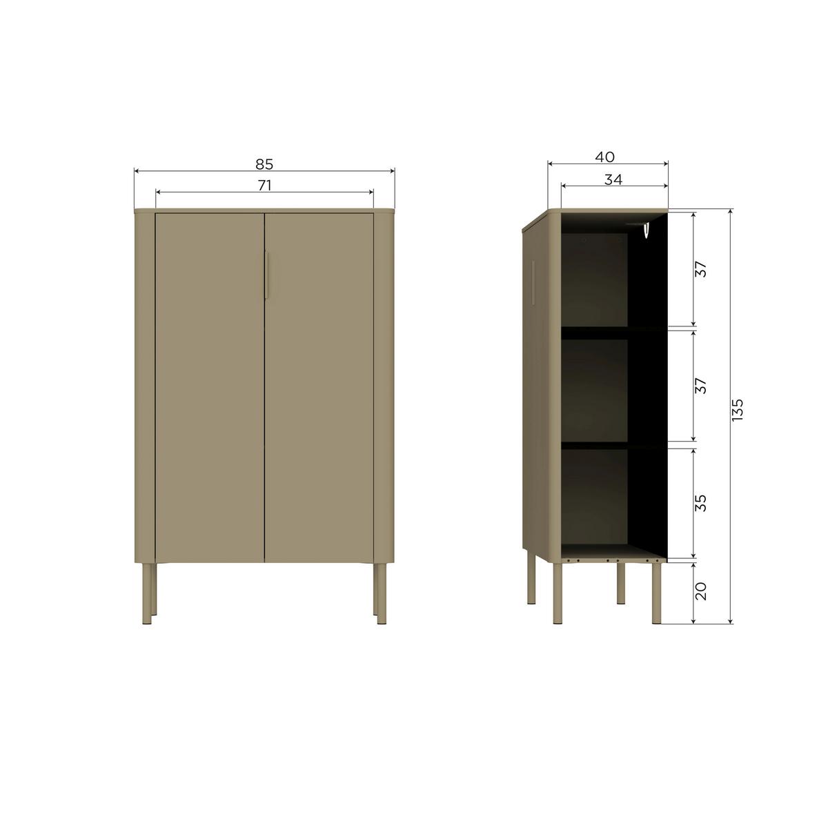 Schuhschrank Gunnar Schlammfarben B: 85 cm - Schlammfarben/Schwarz, Design, Holz/Metall (85/135/39cm) - Livetastic